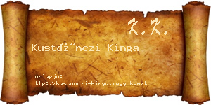 Kustánczi Kinga névjegykártya